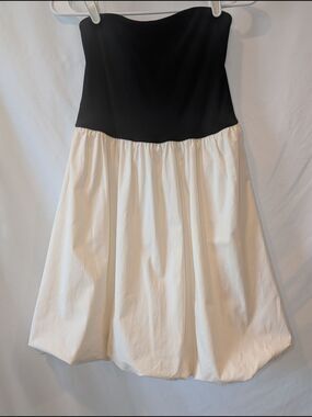 Black and Cream Strapless‎ A-Line Bubble Hem Skirt party graduation date night